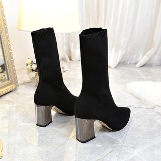 (XẢ GIÁ GỐC) Bốt len nữ cao cổ gót bóng 7cm