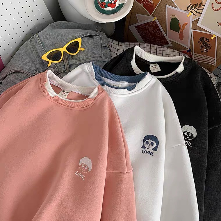 Áo Sweater layer dáng Unisex chất liệu nỉ bông thêu chữ UFNL cao cấp