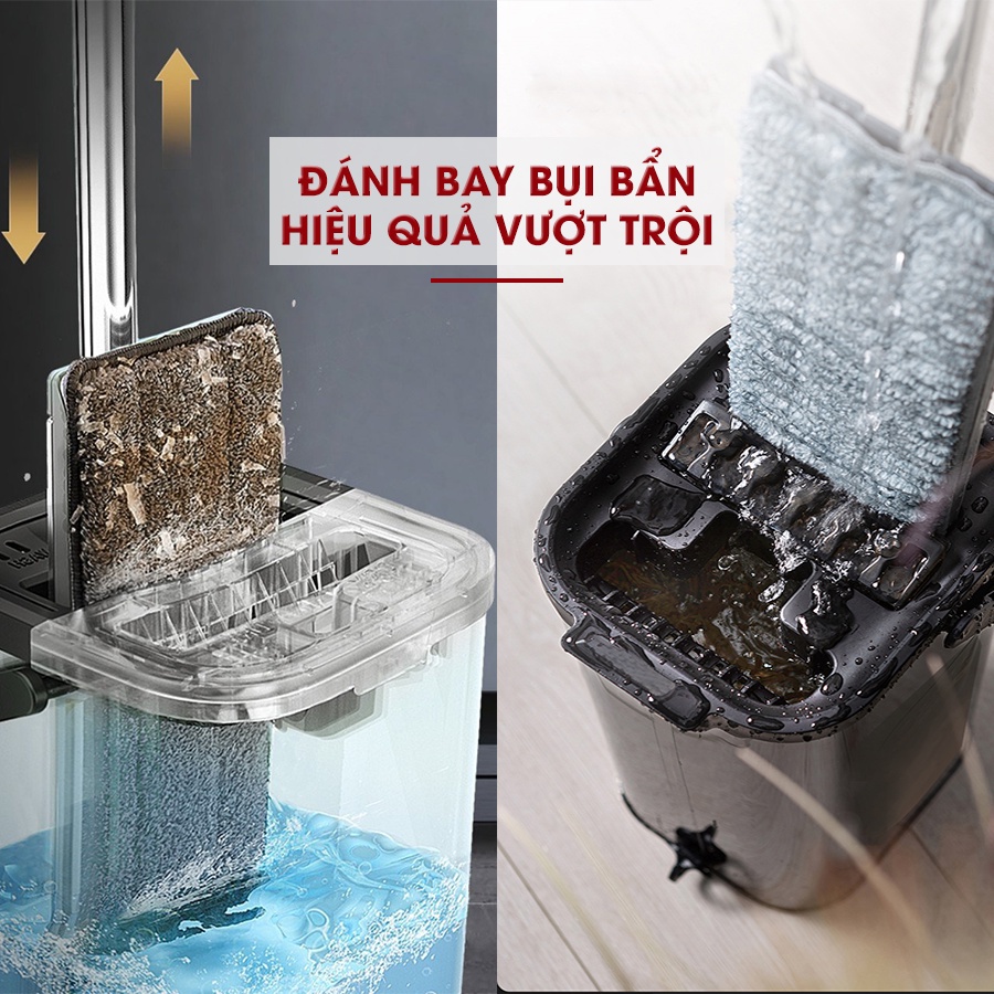 Cây lau nhà, bộ lau nhà thông minh tự vắt 100% INOX CAO CẤP (NHIỀU KIỂU DÁNG LỰA CHỌN)