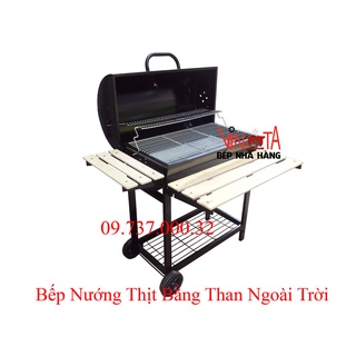 Bếp nướng than ngoài trời, lò nướng bbq home thùng phuy chân cao