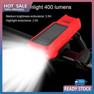 Đèn pin năng lượng mặt trời 400 lumens 3 chế độ sáng cao cho xe đạp