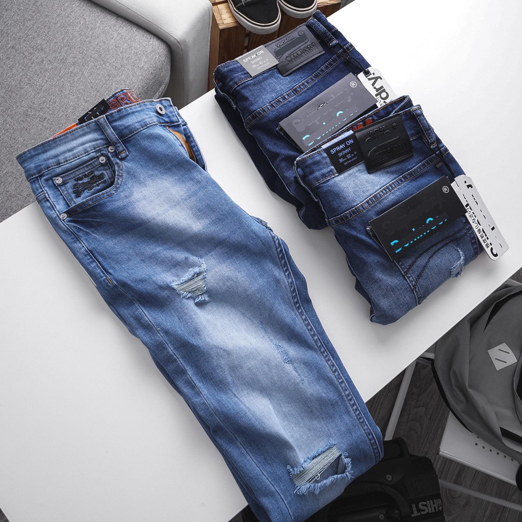 Quần jean nam VNXK Super Dry, form skinny, vải cao cấp không phai, quần dáng côn co giãn nhẹ Q120802