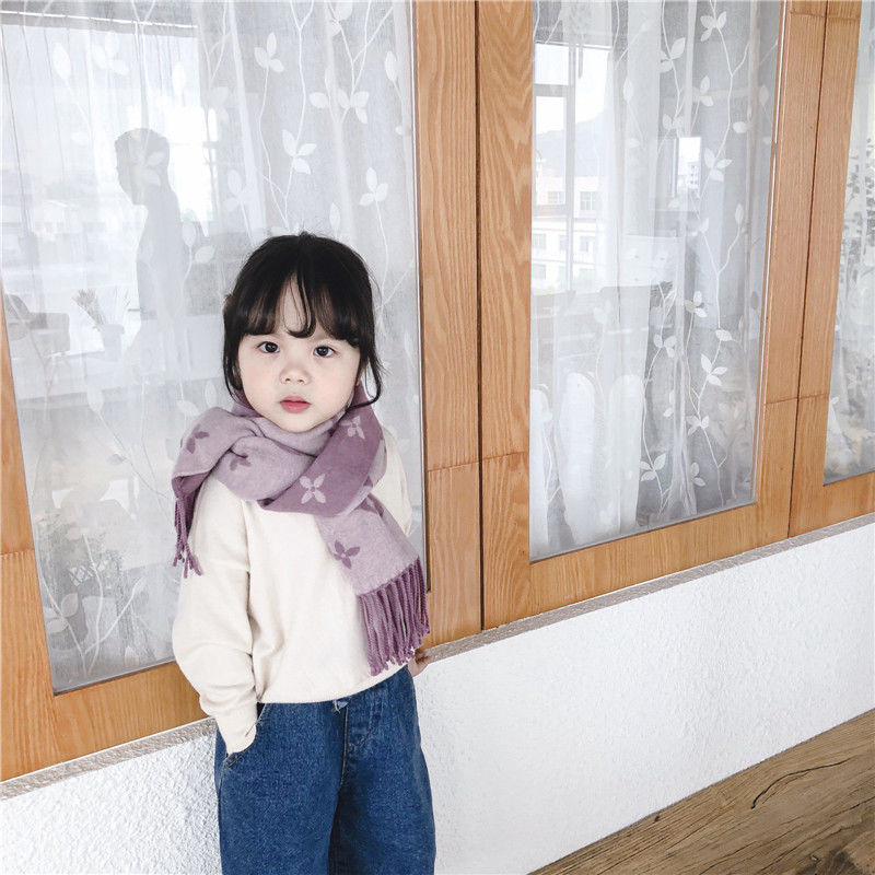 Khăn quàng cổ len cashmere thời trang mùa đông dành cho bé trai và bé gái