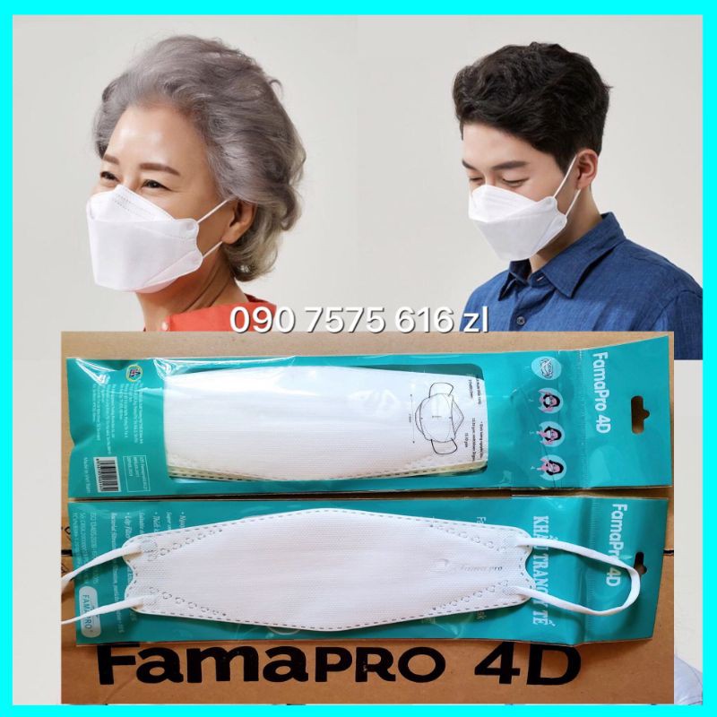 Túi 5 cái khẩu trang 4D Famaoro Nam Anh màu trắng Chính hãng