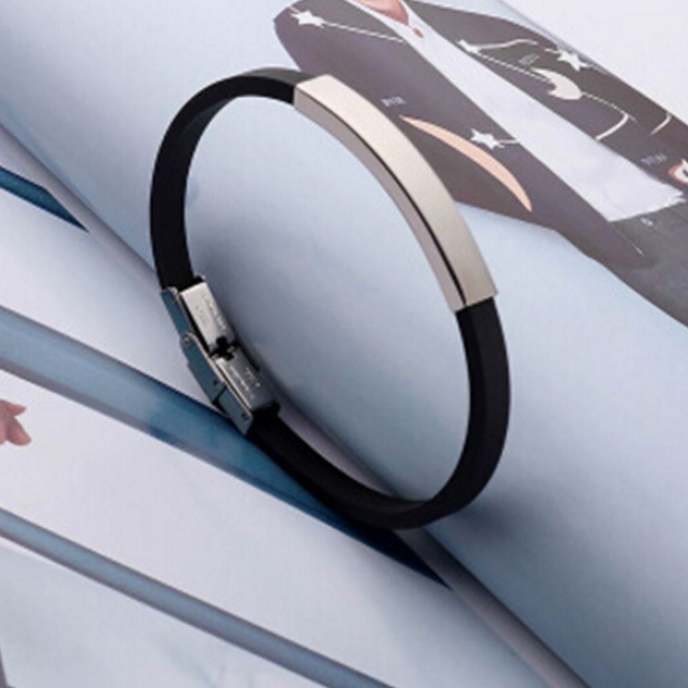 Vòng Tay Silicone Phối Kim Loại Phong Cách Thể Thao