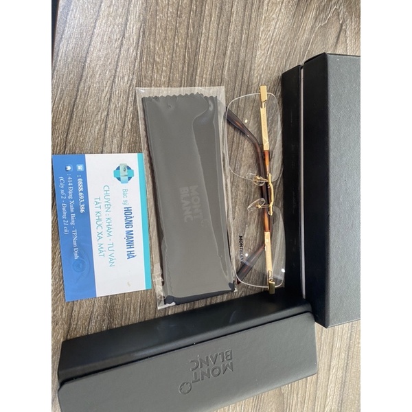 Gọng kính khoan Titanium mạ vàng 23k Montblanc