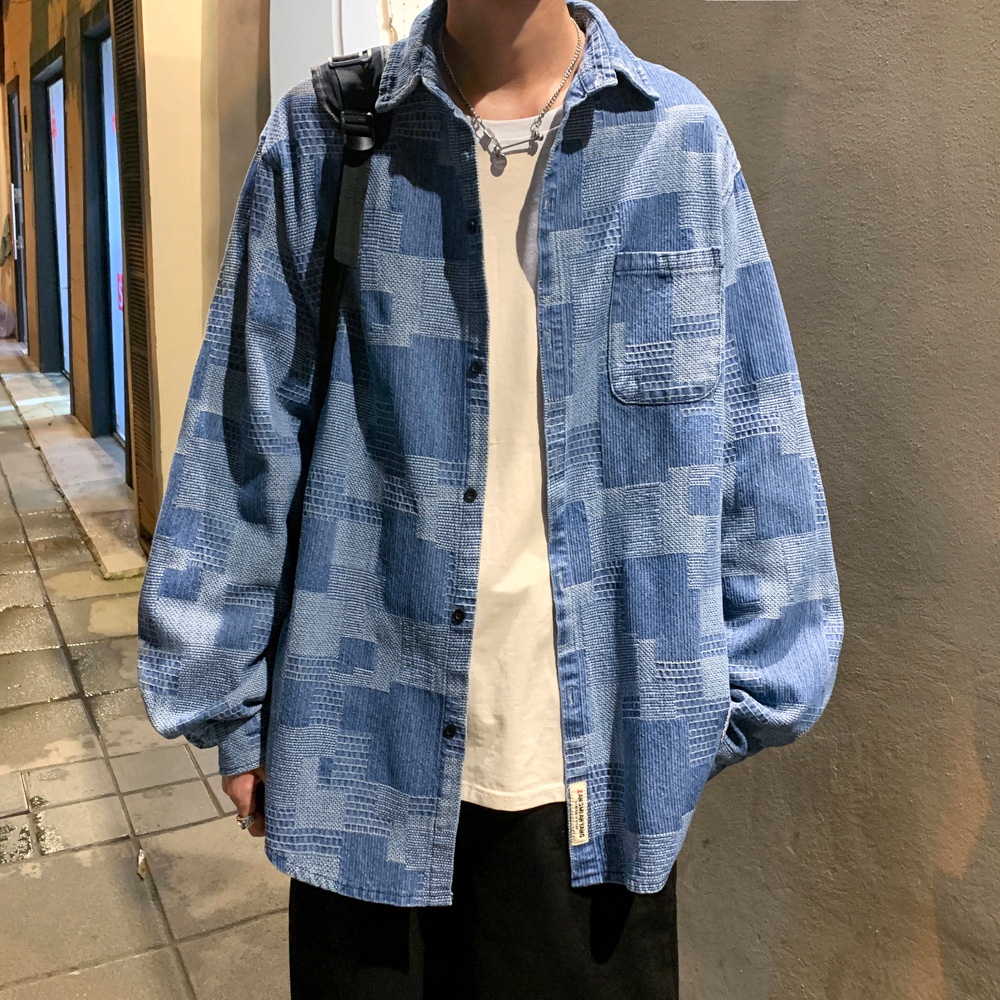 Áo Sơ Mi Denim Phong Cách Hong Kong Nhật Bản Cho Nam