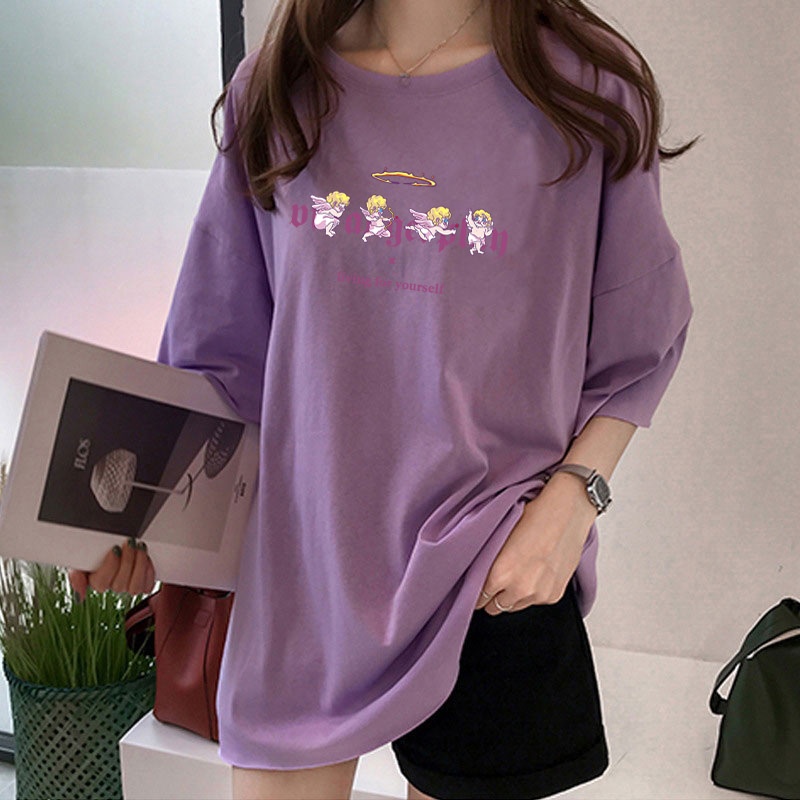 Áo Thun Tay Ngắn In Hình Thần Tình Yêu Thời Trang Cho Nữ