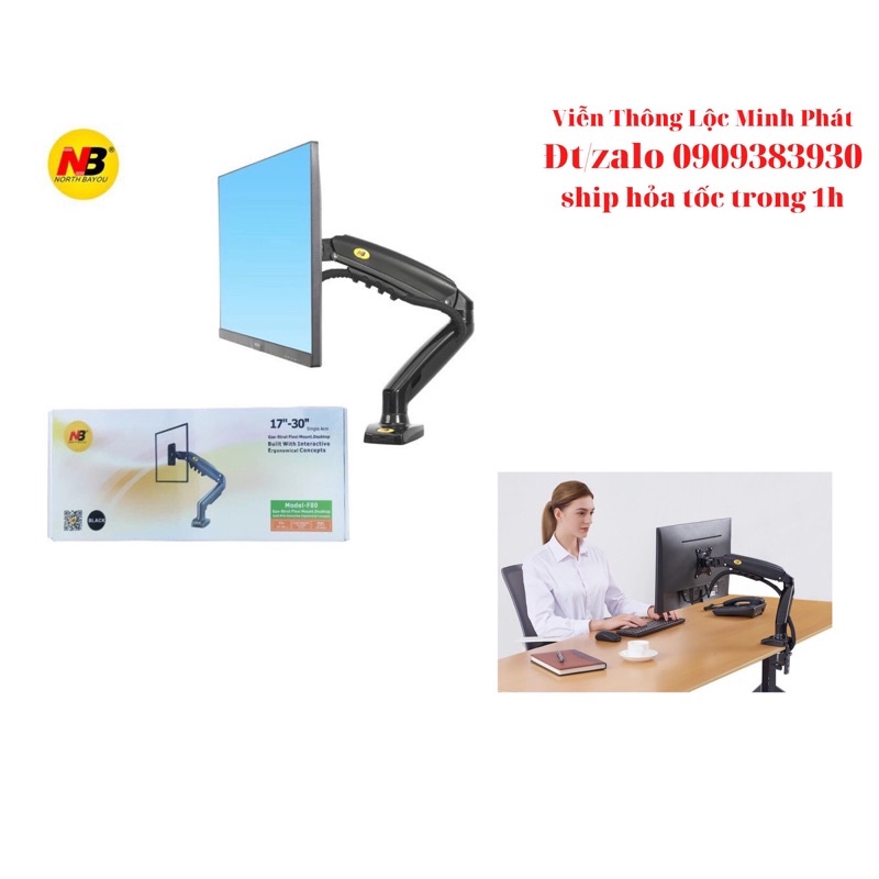 Giá treo màn hình máy tính F80 - Xoay 360 độ - Hàng nhập khẩu Bảo Hành 24 Tháng