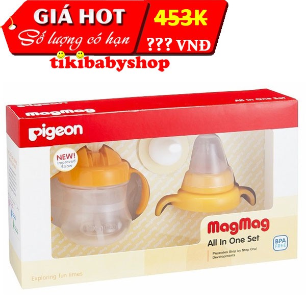 TRỌN BỘ BÌNH UỐNG NƯỚC 3 GIAI ĐOẠN PIGEON MAGMAG 200ML - HÀNG NHẬP KHẨU - Tặng kèm 2 Khăn sữa Pigeon