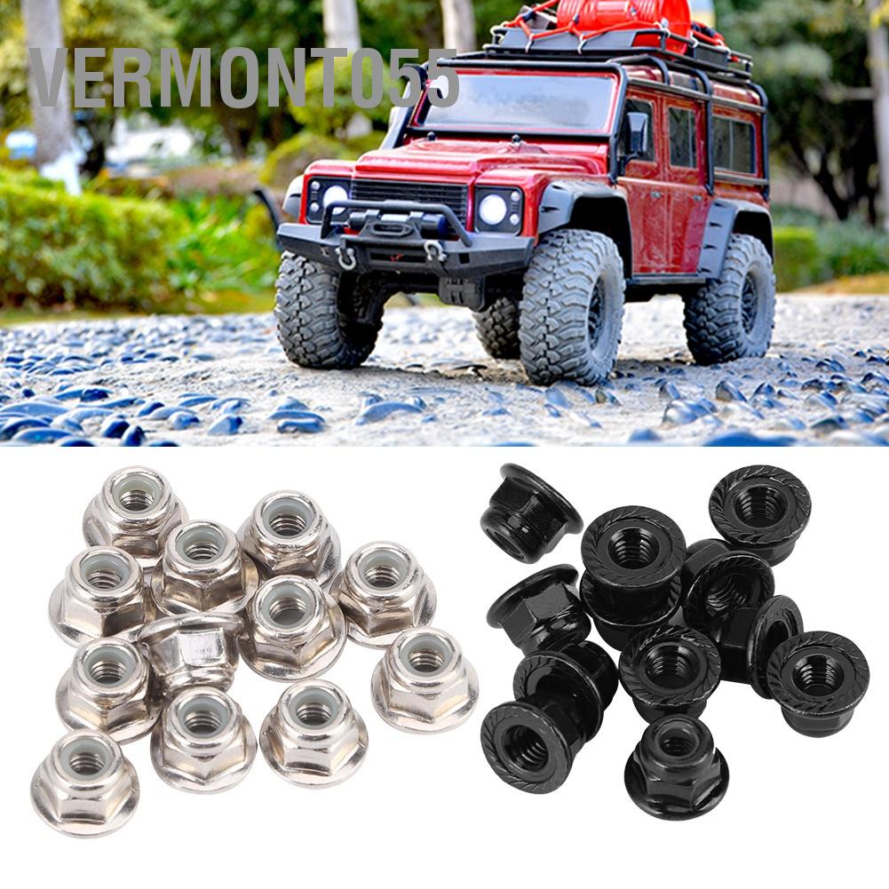Vermont055 12PCS Non‑Slip Tire 4mm Lock Nut for Axial Traxxas TRX4 TRX6 SCX10 1/10 RC Model Car