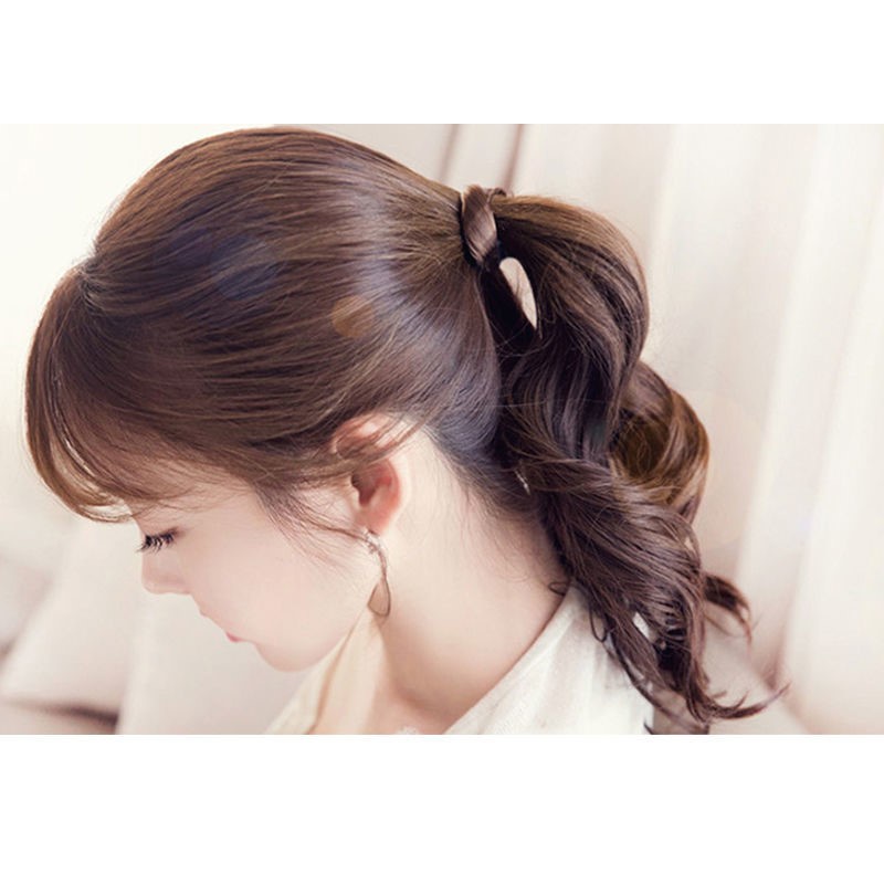 Dây Buộc Tóc Đuôi Ngựa Bằng Da Co Giãn Đơn Giản Dành Cho Nữ