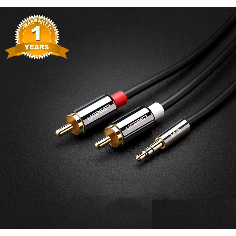 Cáp Audio 3.5mm ra 2 đầu RCA Ugreen 10591 (dài 5m)
