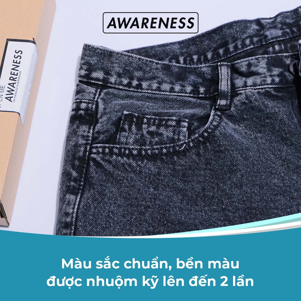 Quần jean nam ghi xám baggy ống rộng chất denim dày dặn dễ phối đồ phong cách Hàn Quốc J30 - jean baggy AWARENESS