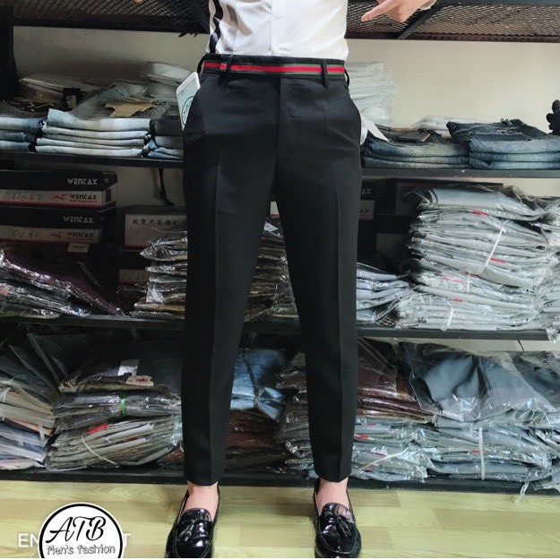 Quần Âu Nam Hàn Quốc Cạp Viền Đỏ Dáng Ôm Body Hàn Quốc Giá Buôn Q1033 (FREESHIP) | BigBuy360 - bigbuy360.vn