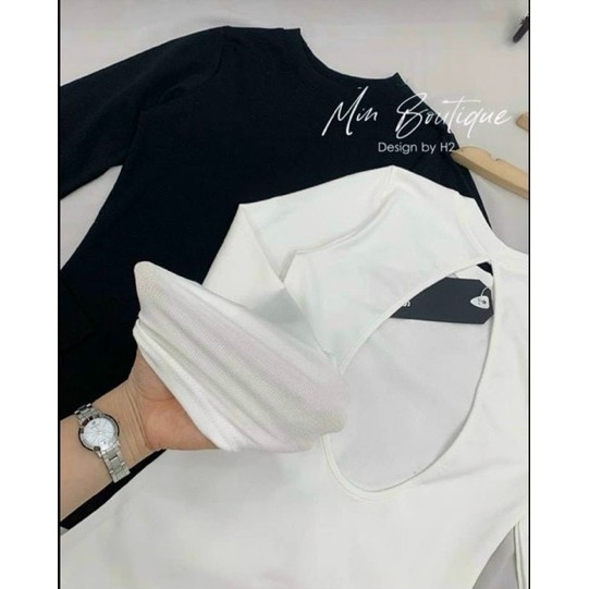 Áo thun khoét lưng dáng ôm body, Áo kiểu hở lưng sexxy dài tay AS7106 - NhiNhi Shop
