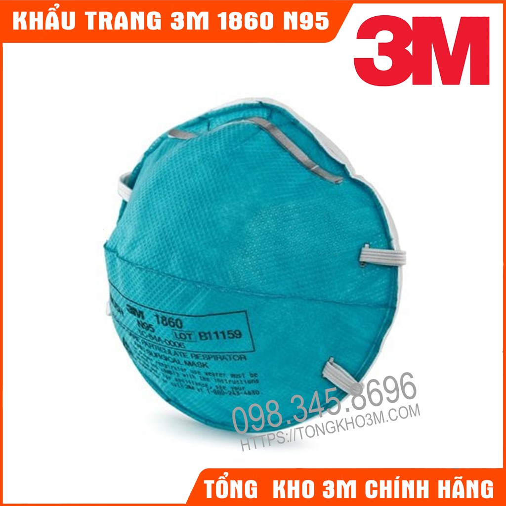 Khẩu Trang 3M 1860 Tiêu Chuẩn N95 Chống Dịch Hiệu Quả Sử Dụng Trong Bảo Hộ Y Tế