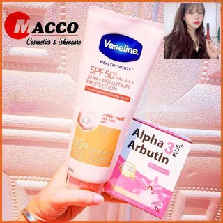 [Siêu Hot] Combo Dưỡng Trắng 50x Vaseline + Viên Kích Trắng Alpha Arbutin Collagen 3X Thái Lan