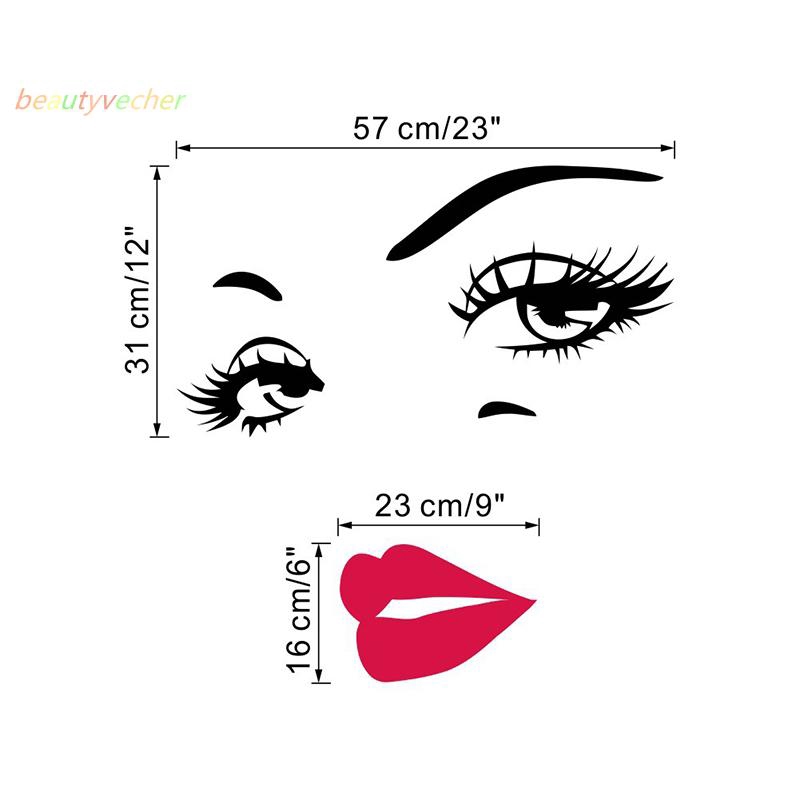 Hình dán tường đôi môi và lông mày chất liệu vinyl