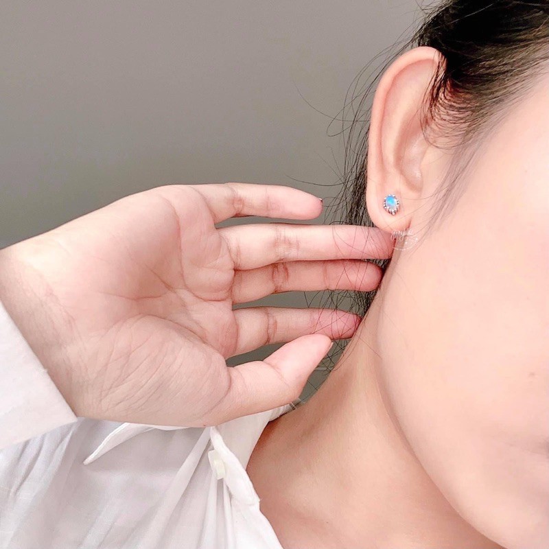 Bông Tai Bạc 925 Đá Ánh Trăng Moonstone Thiên Nhiên Phong Thủy May Mắn Không Kị Mệnh SP001489 Gypsy.lala
