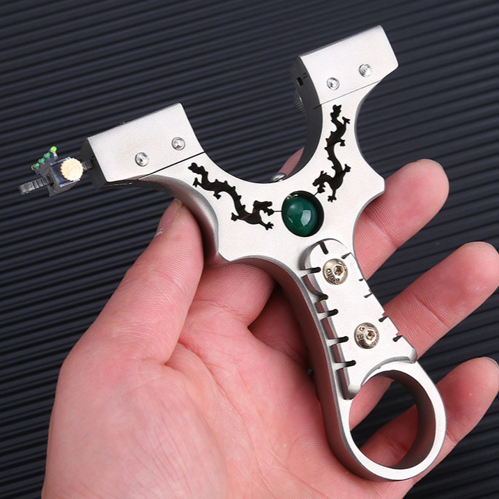 Ná Cao Su Rồng Đuổi Ngọc  - Ná Thun Hợp Kim Nguyên Chất Inox 304 Chạc 8 (Tặng kèm 2 dây ná 1mm ) [N18 + 2DN1]