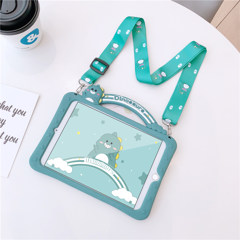 Ốp silicone in hình khủng long có dây cho ipad Mini 1 2 3 4 5/2 3 4 6 5 Air 1 2 3 17/18 Pro9.7" 10.5" 11" 10.5" 7 10.2"