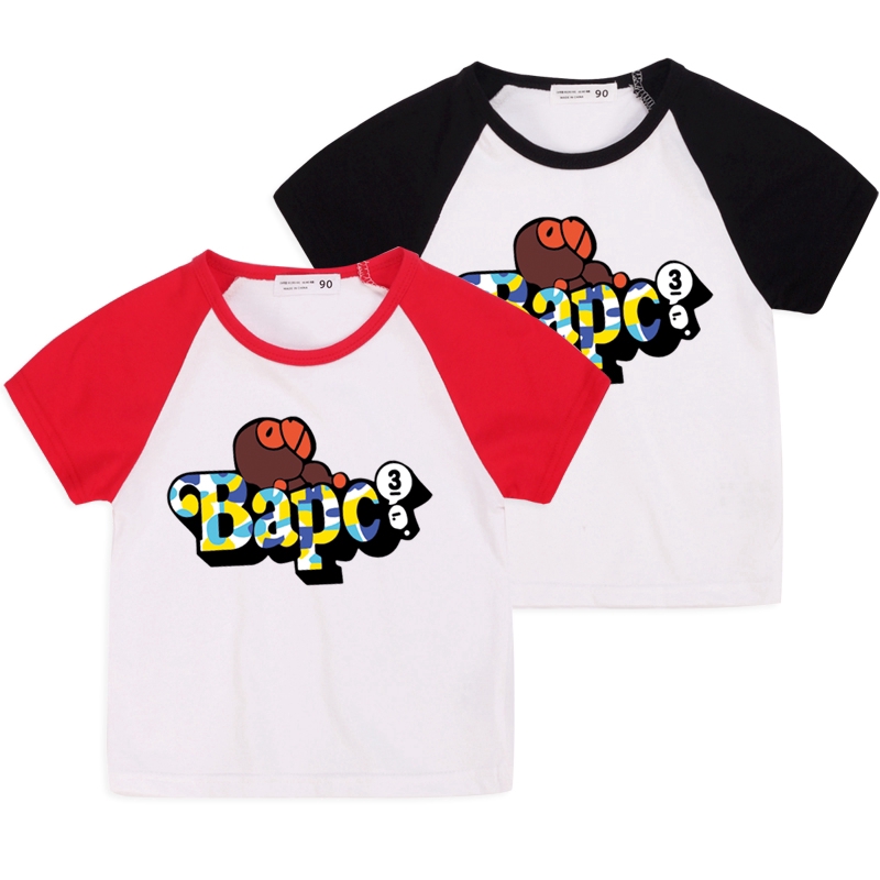 Áo Thun Tay Ngắn 100% Cotton 6 Màu Hình Khỉ Dễ Thương Cho Bé