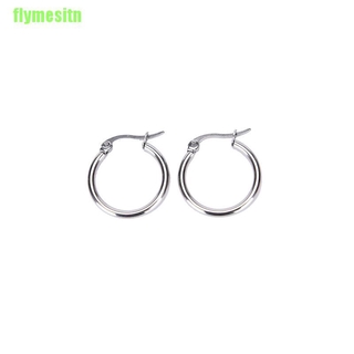 Khuyên tai tròn mạ bạc bằng thép không gỉ dày 2mm
