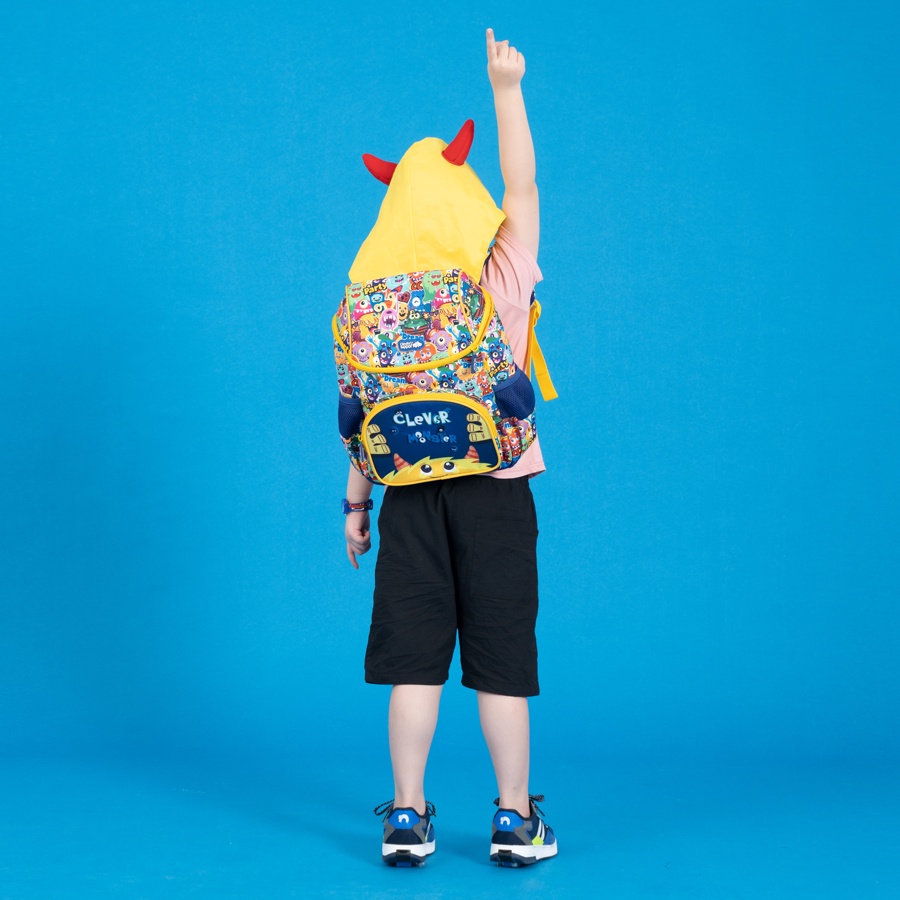 Ba Lô Hoodie Cho Bé CLEVER HIPPO - Clever Monster Vàng BM3105/YELLOW