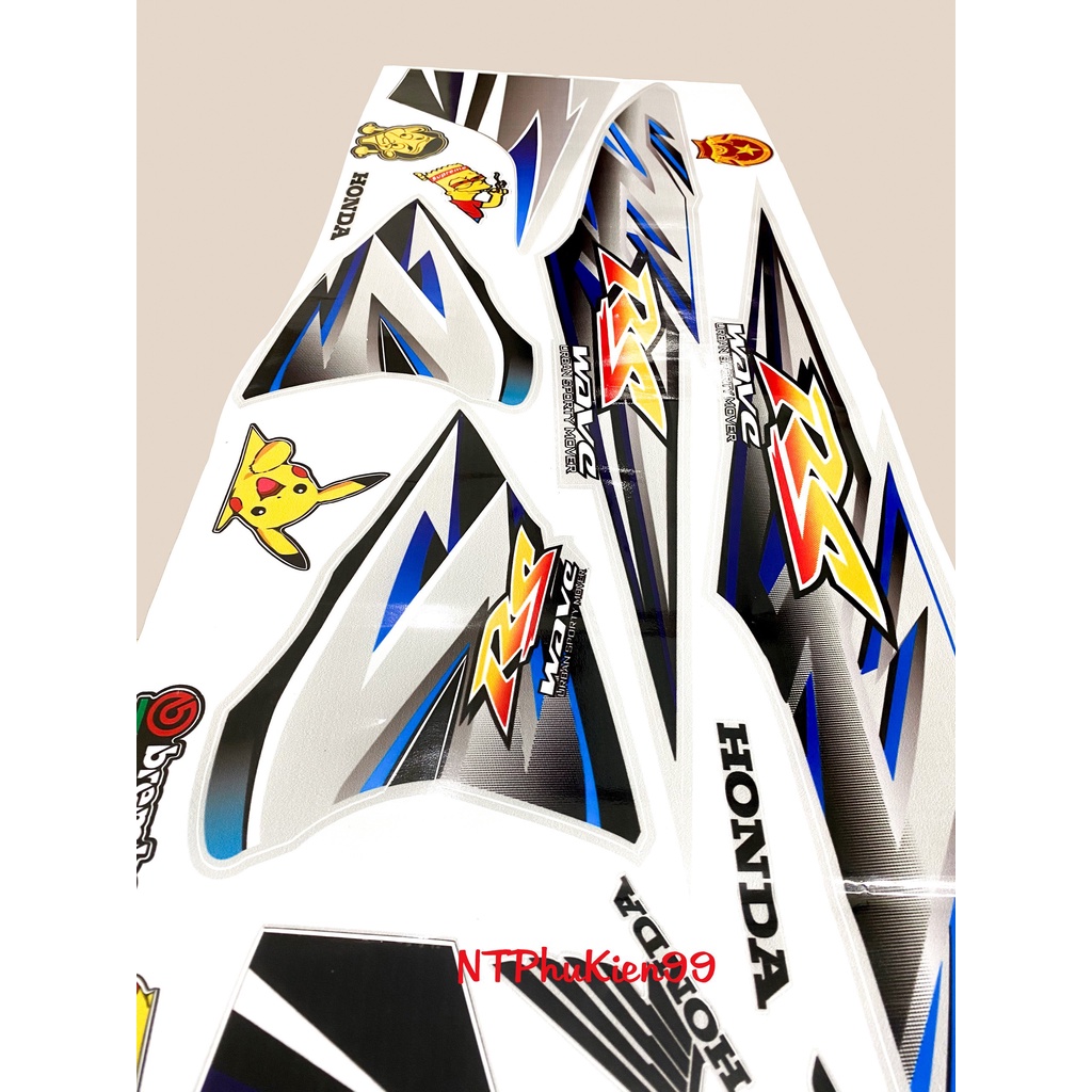 Tem rời Wave Alpha 50cc-100cc-110cc MẪU RS Màu Xanh Dương.3 Lớp Siêu Đẹp