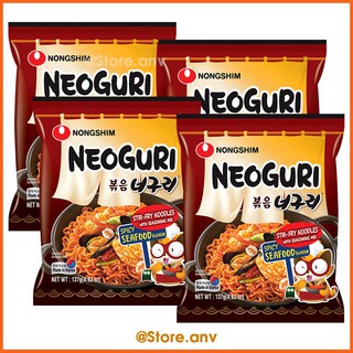 Lốc 4 Gói Mì Xào Khô Neoguri Cay Vị Hải Sản Nongshim (137g/gói)