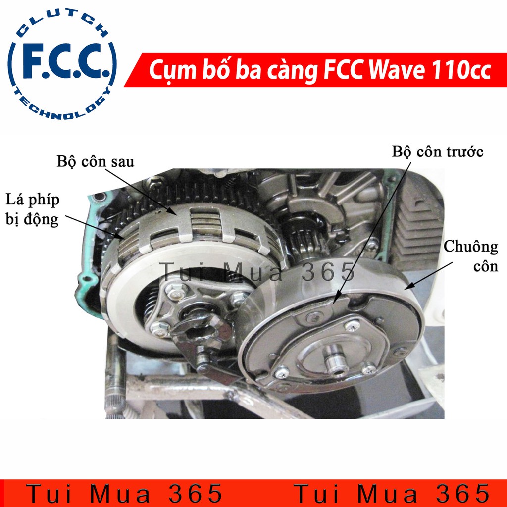 Cụm Bố Ba Càng FCC (Lõi ly hợp côn trước) Wave 110cc