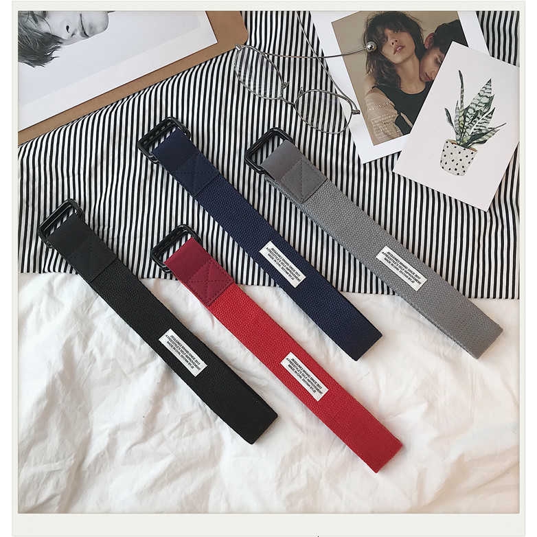 Thắt lưng vải canvas phối khóa kim loại cá tính