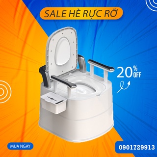 [An toàn] Bô vệ sinh di động bà bầu, Ghế bô vệ sinh cho người già, tolet, Bồn cầu di động cho người già có tựa lưng