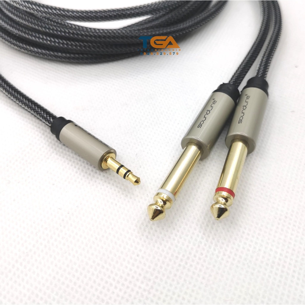 Dây jack tín hiệu 3.5 ra 2 đầu 6 ly