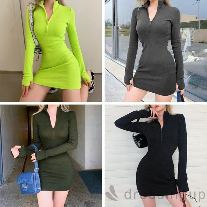 Đầm Nữ Tay Dài Có Dây Kéo Hợp Thời Trang | BigBuy360 - bigbuy360.vn