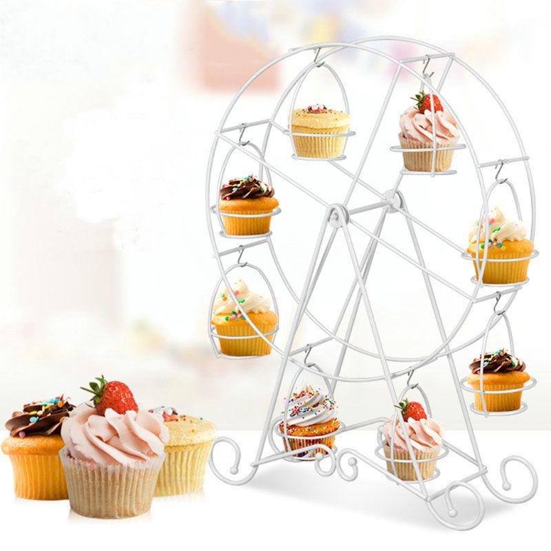 Giá Đỡ Trưng Bày Bánh Cupcake Hình Vòng Đu Quay Số 8 Bằng Kim Loại