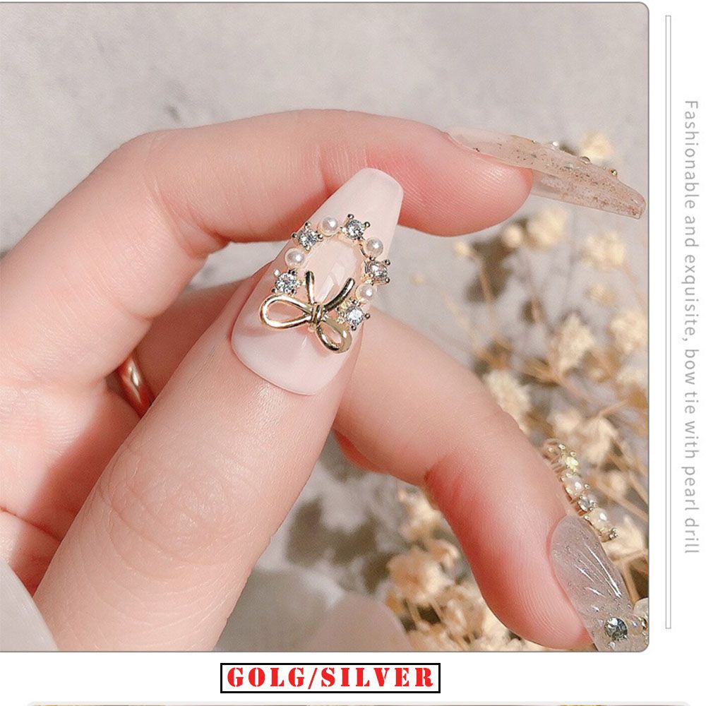 Móng Tay Vòng Hoa Mới OKDEALS|Ngọc Trai Trang Trí Móng Tay Zircon|Vòng Hoa 3D Đính Đá Trang Trí Móng Tay Nhiều Màu Sắc