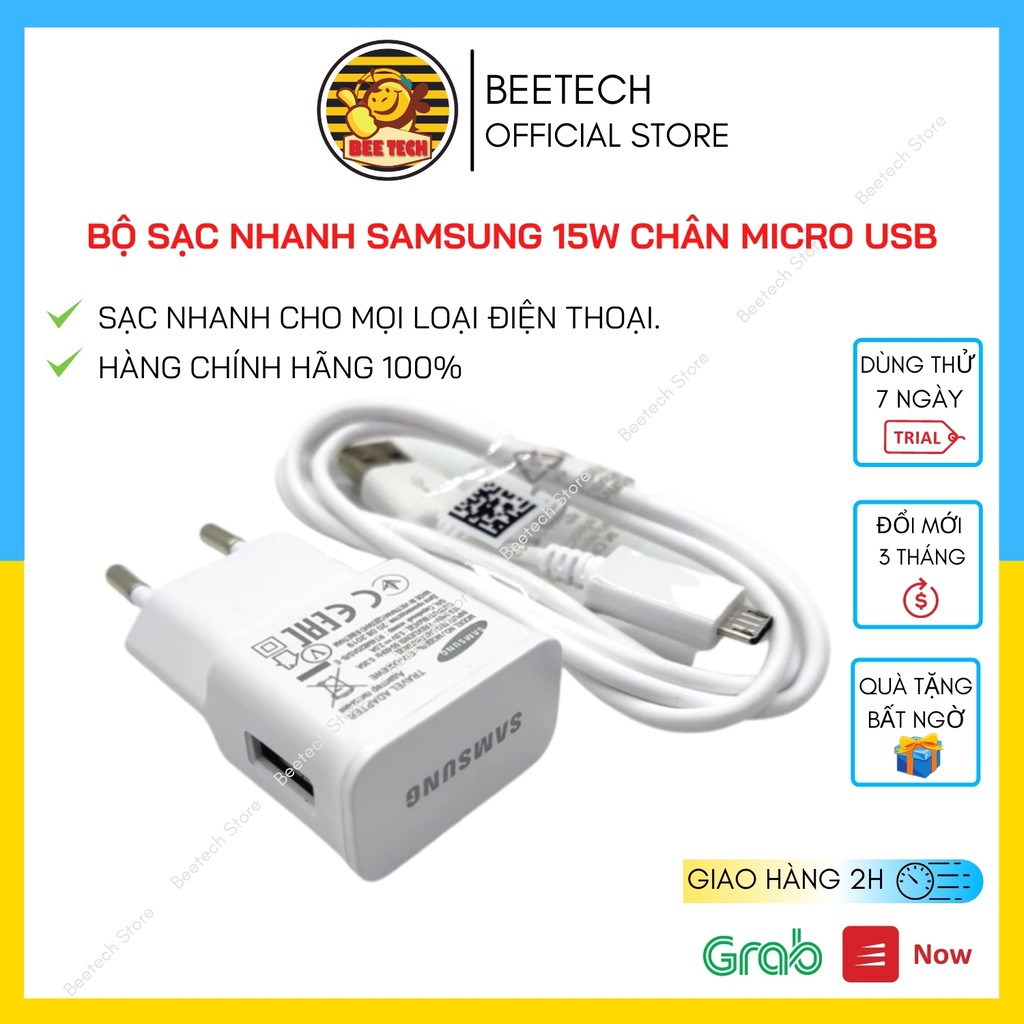 [Mã SKAMELW54 giảm 10% đơn 250K] Sạc samsung chính hãng, bộ sạc nhanh chân Micro USB cho mọi điện thoại - Beetech