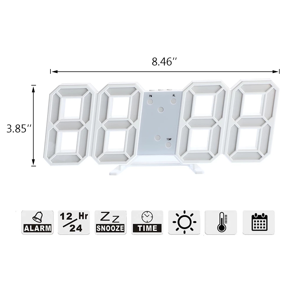 Đồng Hồ Báo Thức 3d Có Đèn Led Hiện Đại Hiển Thị Ngày Tháng / Nhiệt Độ / Âm Thanh / Điều Khiển Bằng Giọng Nói Trang Trí Bàn Làm Việc