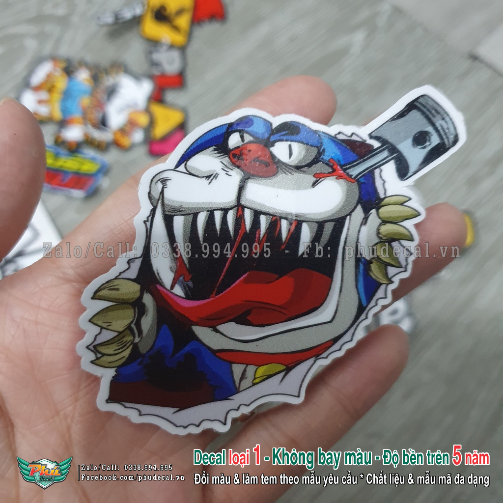 Hình dán sticker Doraemon ngầu, Doremon hung dữ dán trang trí xe và vật dụng tùy thích