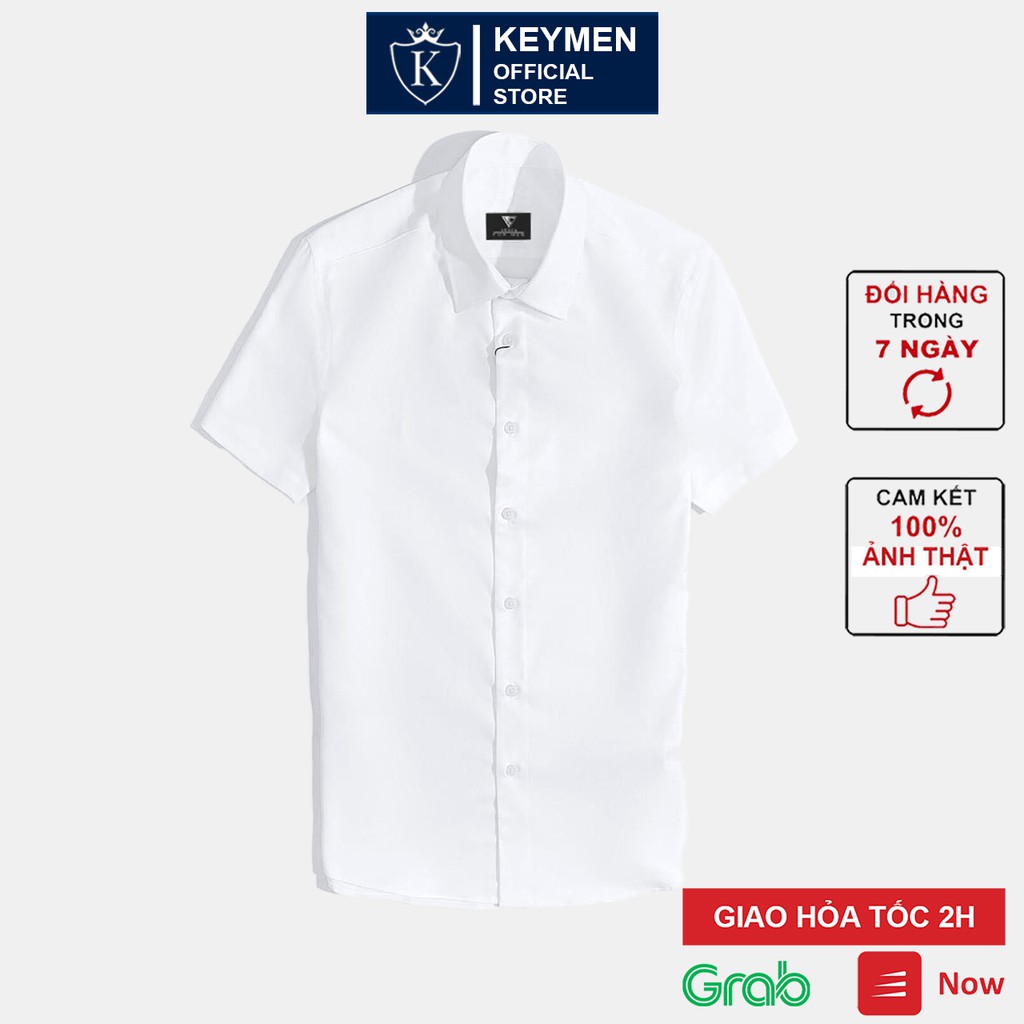 Sơ mi nam cộc tay trắng công sở Vesca cao cấp Hàn Quốc form rộng thời trang phong cách F2