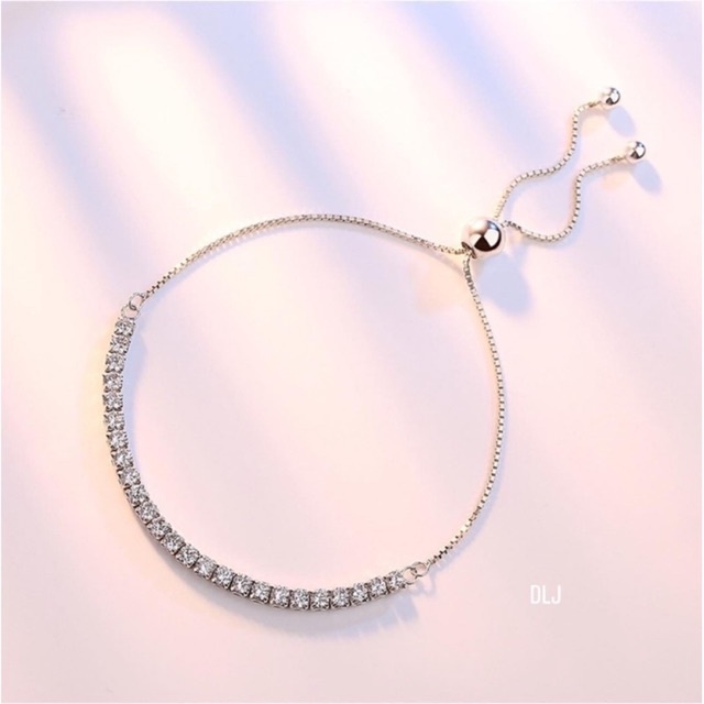 Lắc Tay Bạc Ý 925 Xi Bạch Kim, Vòng Tay Đính Đá Xi Kim