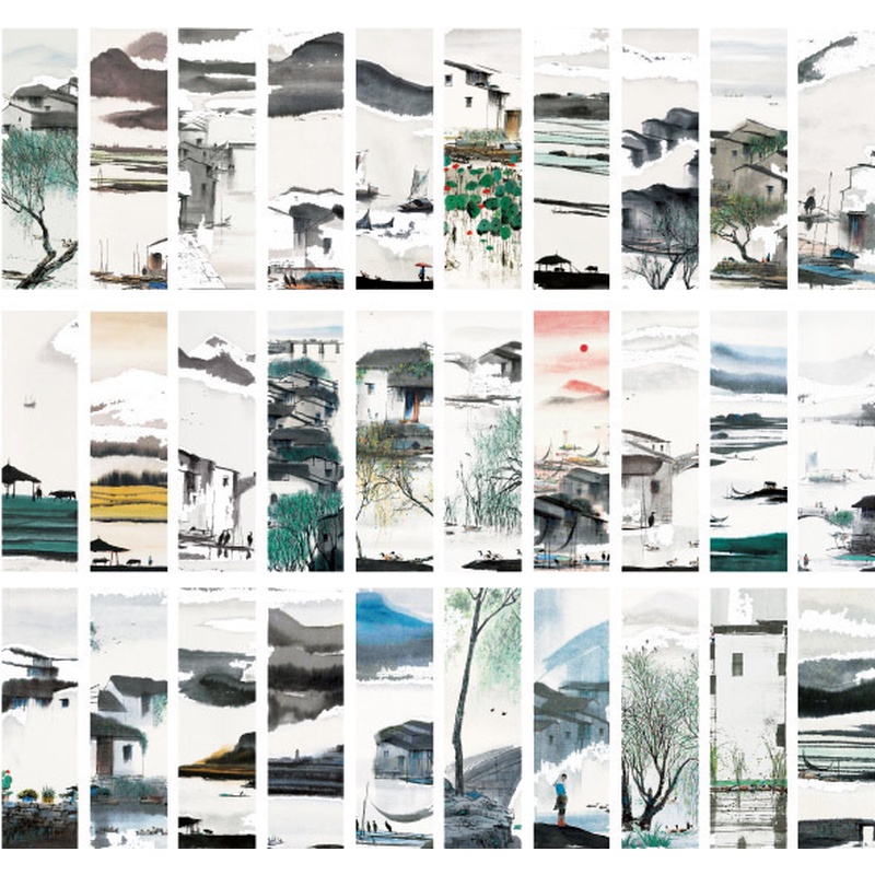 Hộp 30 thẻ đánh dấu sách hình phong cảnh thế giới sáng tạo