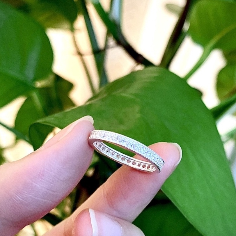 Nhẫn nữ trơn full đá BẠC TA CAO CẤP