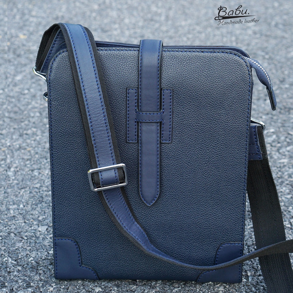 Túi nam đeo chéo da bò khóa H, túi nam da thật 100% thời trang công sở BB004