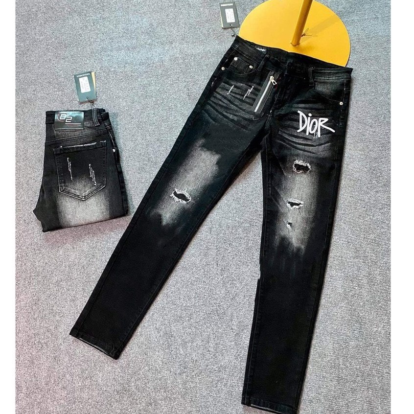 Quần Jean Nam Rách Gối Màu Đen cao cấp mẫu Skinny hot nhất