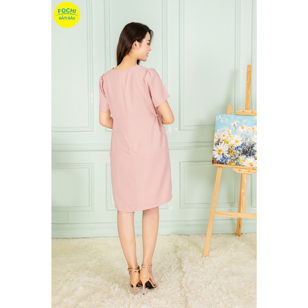 Váy Bầu Công Sở Fochi Dáng Suông, Đầm Bầu Chất Liệu Cát Lụa Hàn Cao Cấp VB158 VB159