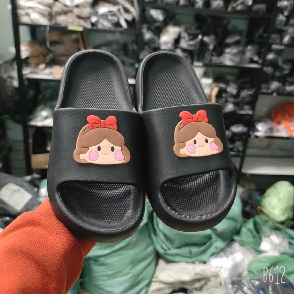 ⚡️% ẢNH THẬT⚡️ Dép bánh mì trang điểm in ấn hình thiếu nữ  siêu dễ thương- 2 black color kem- TGSDEPBMY10