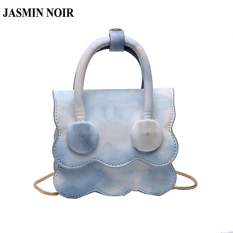 Túi Đeo JASMIN NOIR Chéo Da PU Nắp Gập Phối Dây Xích Thời Trang Dành Cho Nữ
